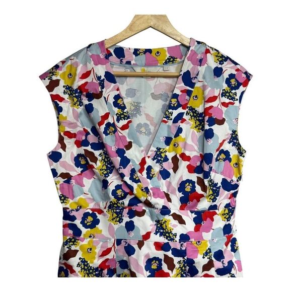 Boden Clemmie Floral Ivory Peony Burst Faux Wrap Fit and Flare Dress size 6R - Picture 5 of 8